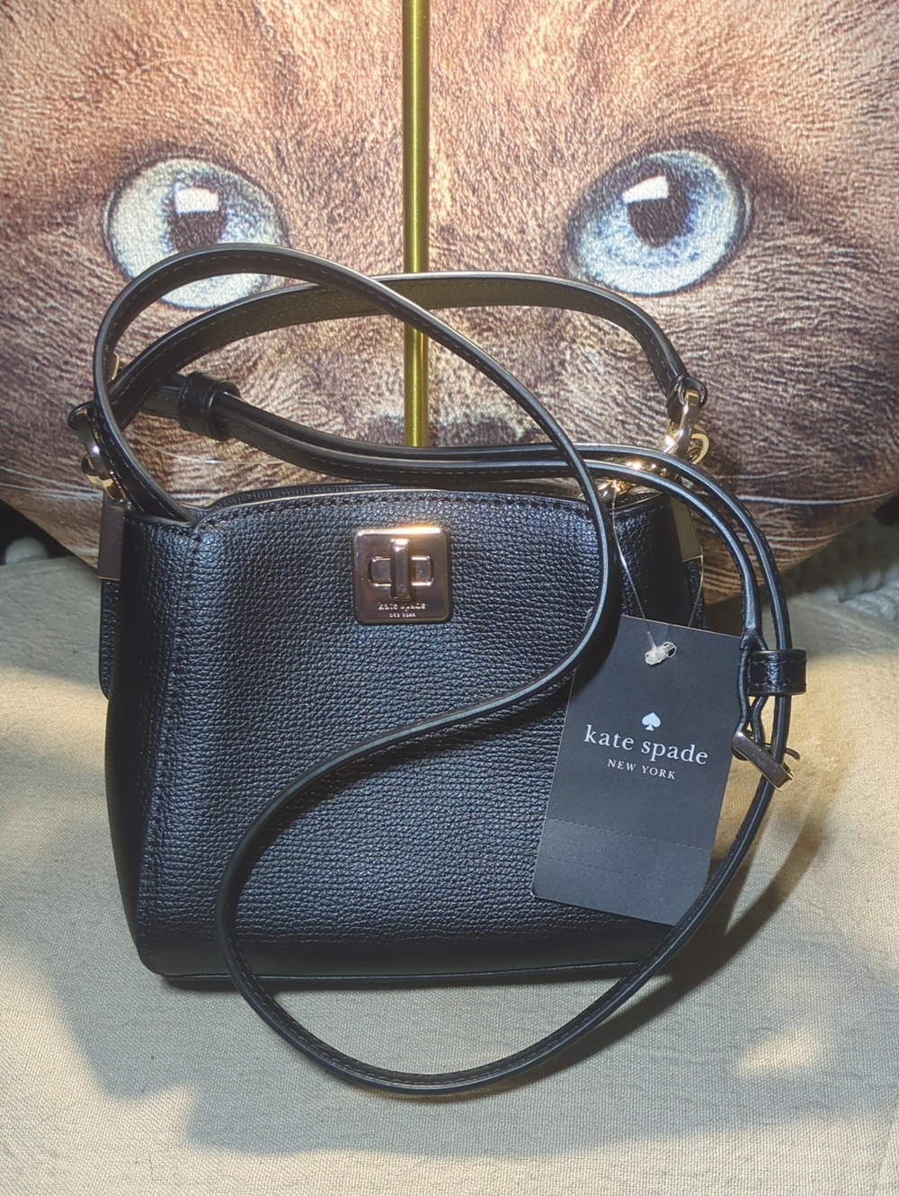 kate spade Phoebe Black Pebbled Leather Crossbody with Gold Hardware $99